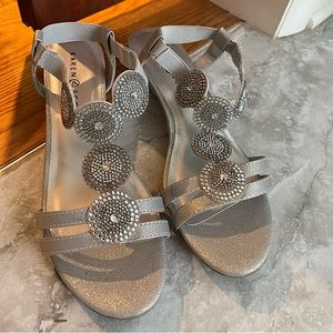 Silver wedge sandals